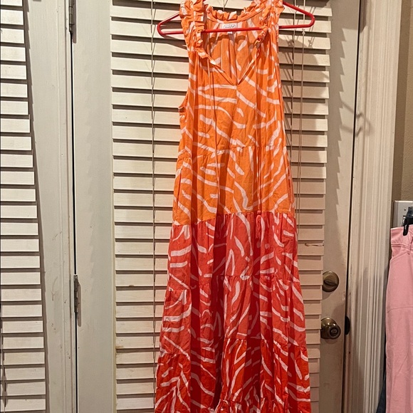 Mud Pie Orange and White Dress - Picture 1 of 2